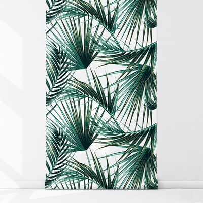 Wallpaper Paradise Green Palm Leaves